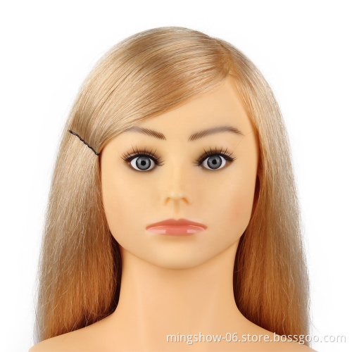 human hair practice head blond,100% hand insert practice hair doll head